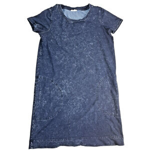 Jane & Delancey Blue Mineral Wash Short Sleeve T Shirt Dress Women Size S
